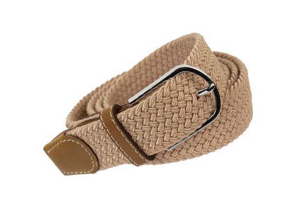 Belte strikk beige m/brun skinn 